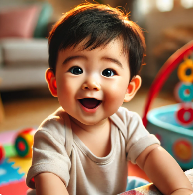 어린 아이가 활짝 웃고 있는 모습 관련 사진