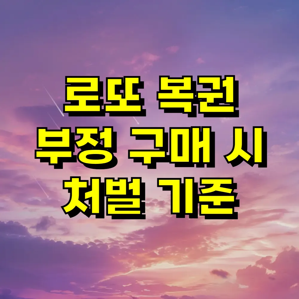 로또 복권 부정 구매 시 처벌 기준