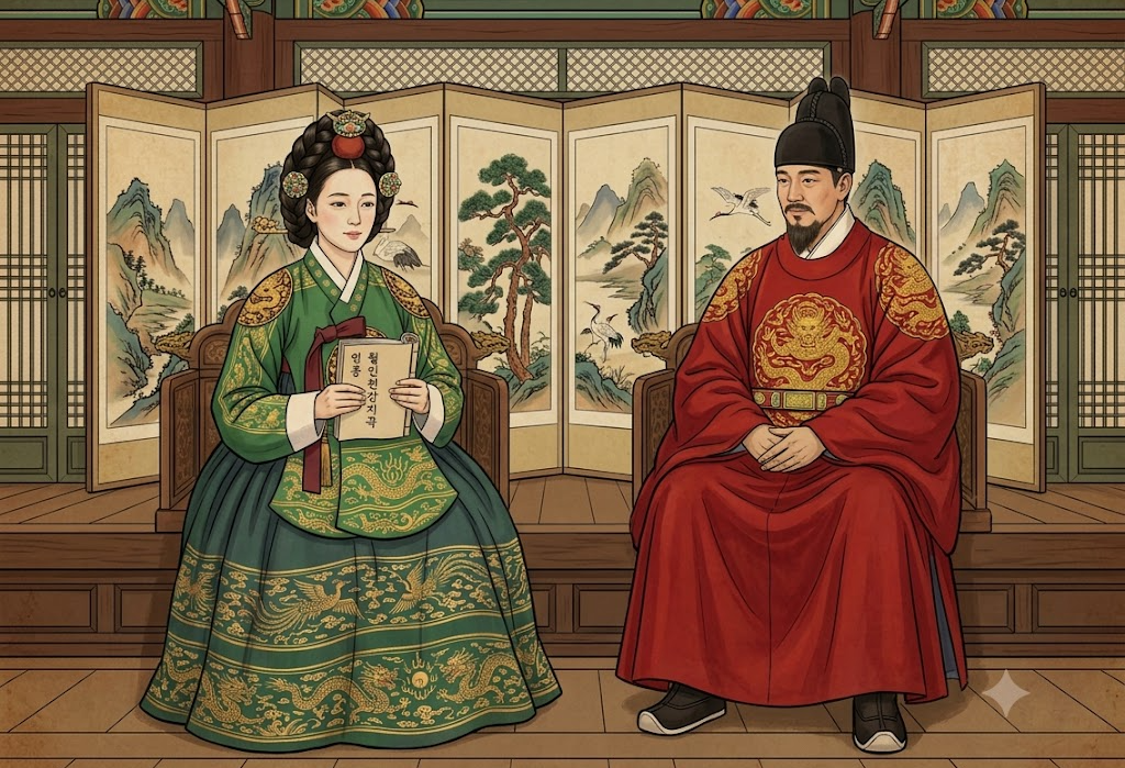 AI로 생성한 세종대왕과 소헌왕후의 일러스트 초상화