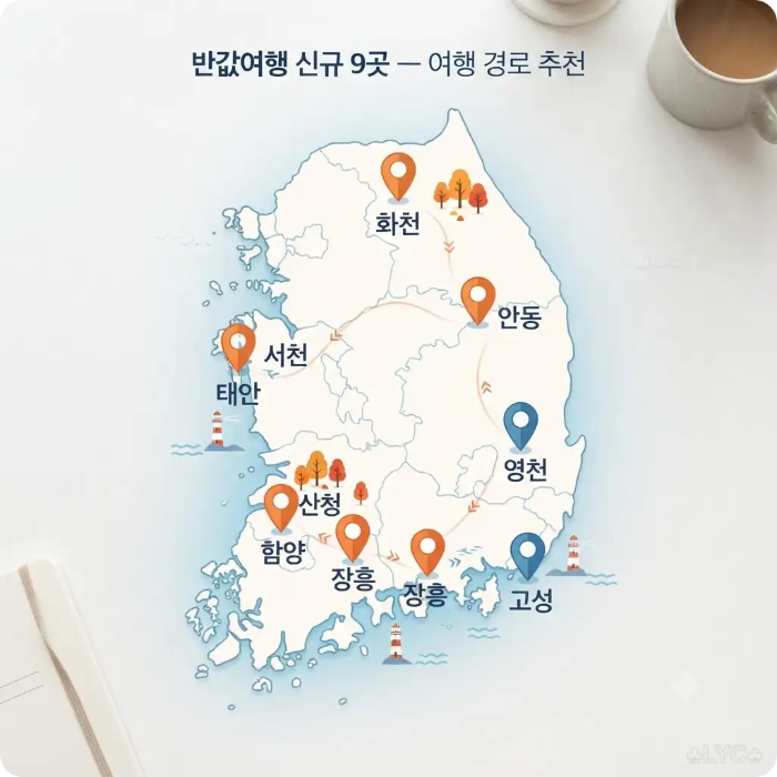 반값여행 지역 신규 9곳 지도