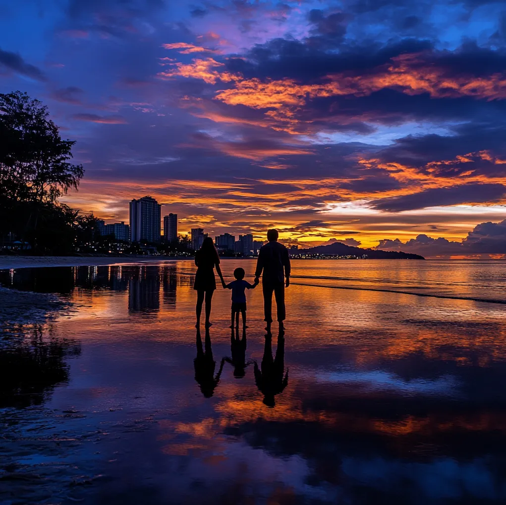코타키나발루에서-석양보는-한국인-가족-08