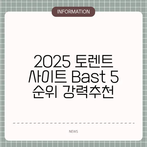 2025 토렌트 사이트 Bast 5 순위 강력추천