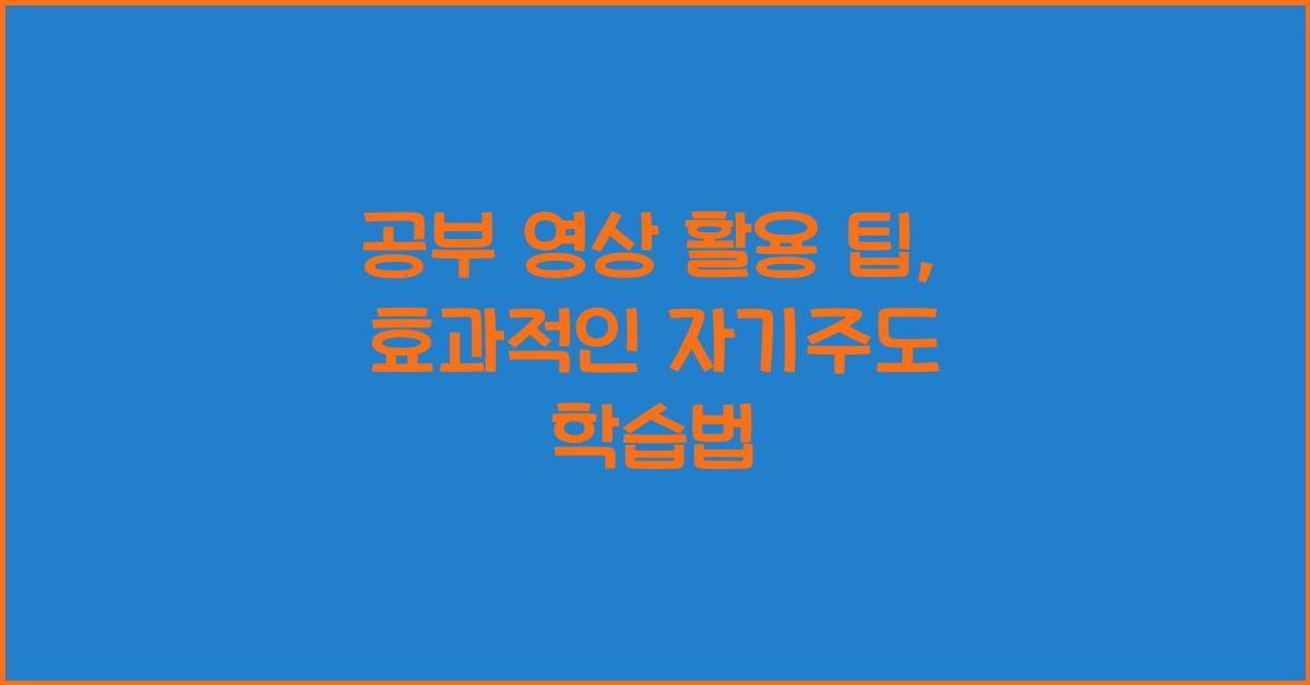 공부 영상 활용 팁