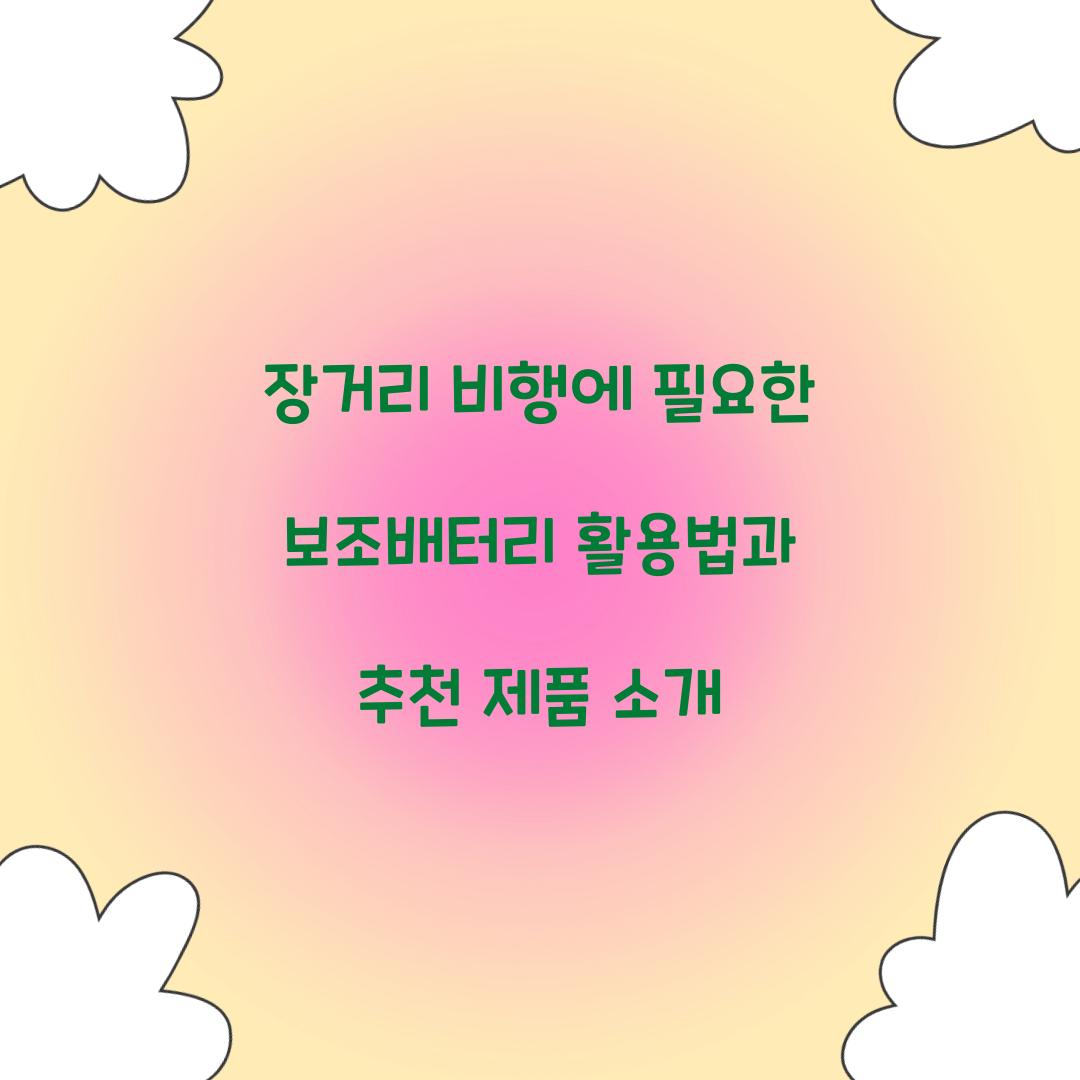 장거리 비행에 필요한 보조배터리 활용법