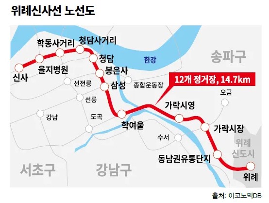 위례신사선-노선도