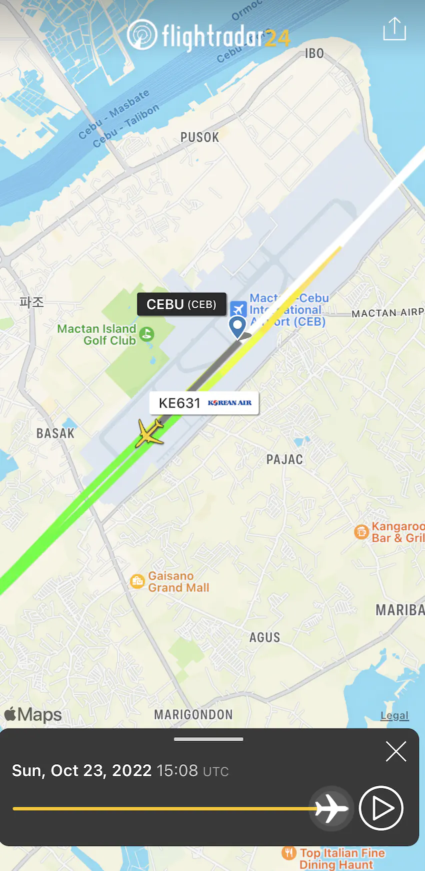 대한항공 여객기가 필리핀 세부 공항에서 활주로 이탈 사고남