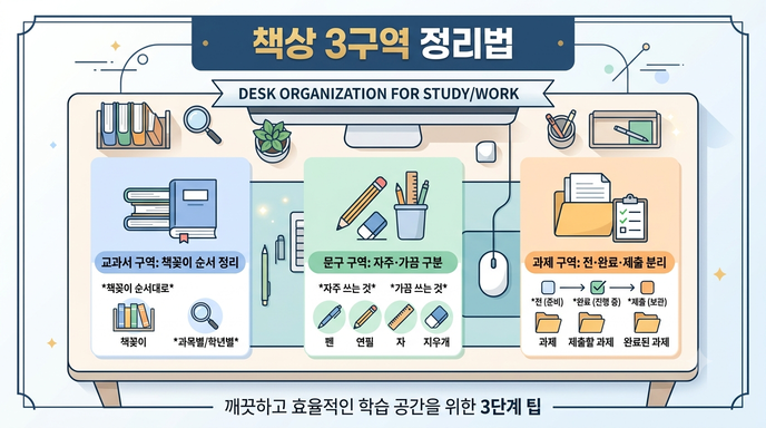 책상 3구역 정리법