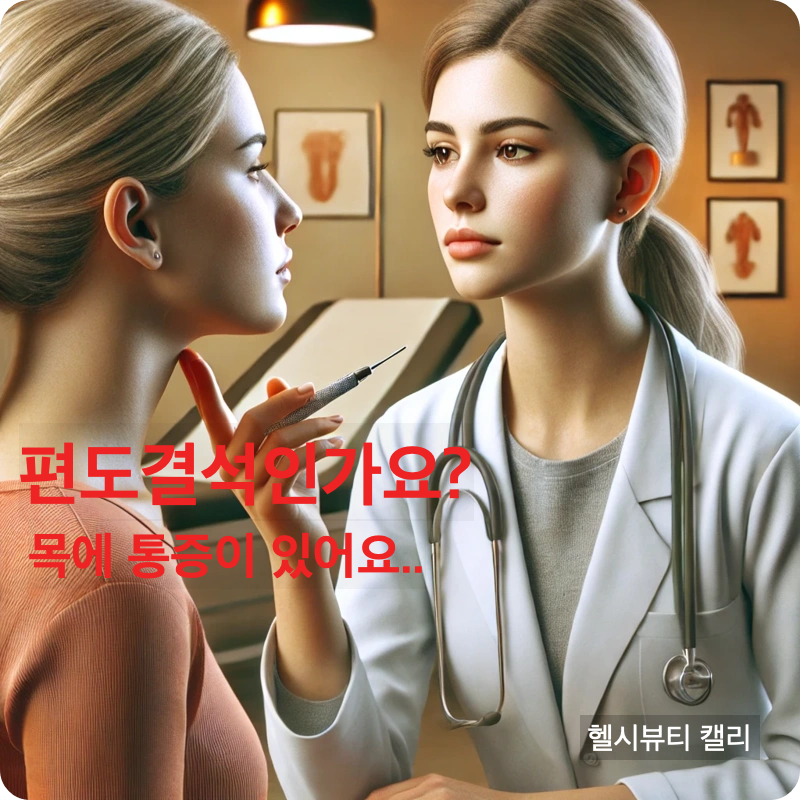 여성 의사가 편도 통증을 호소하는 여성 환자를 진료하는 장면