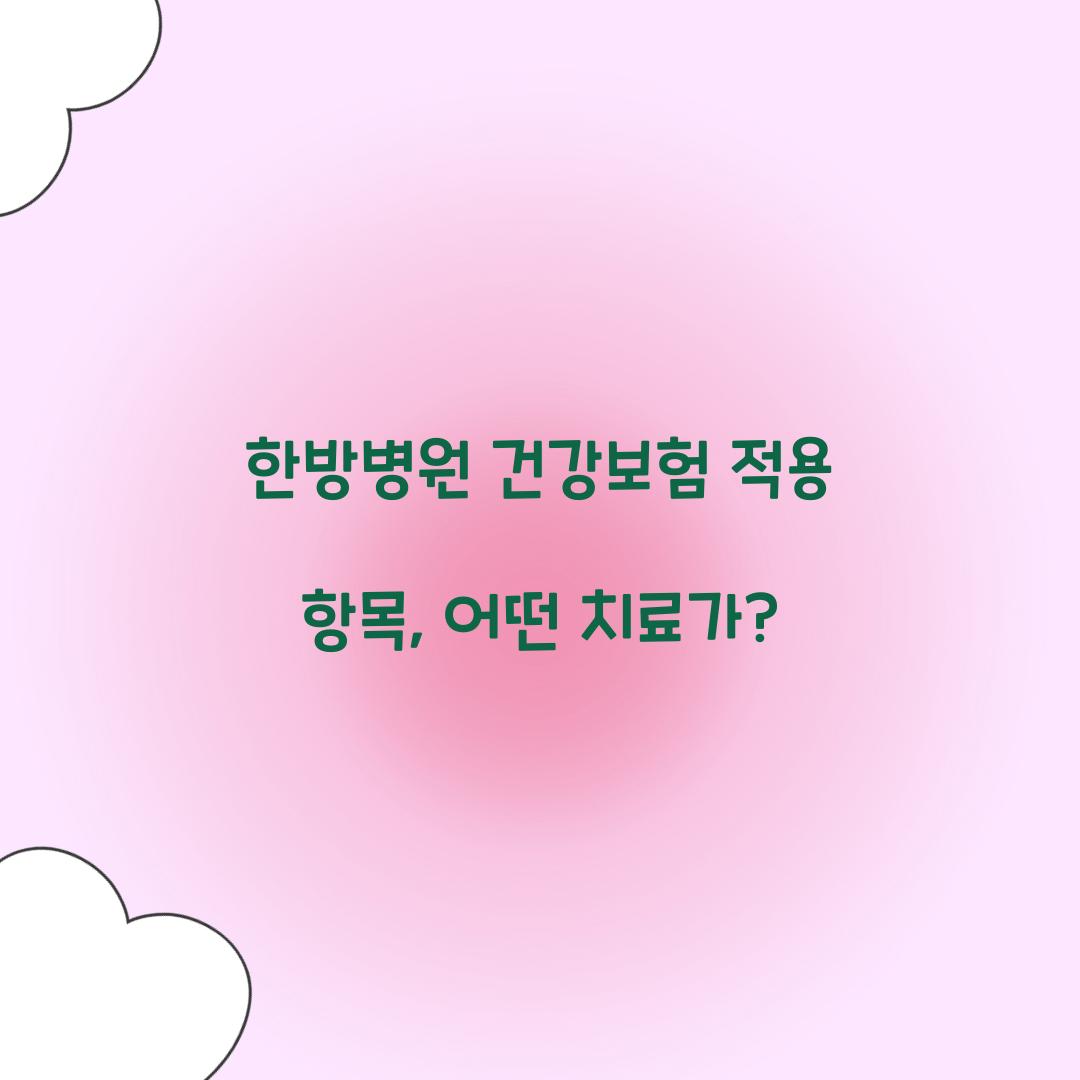 한방병원 건강보험 적용 항목