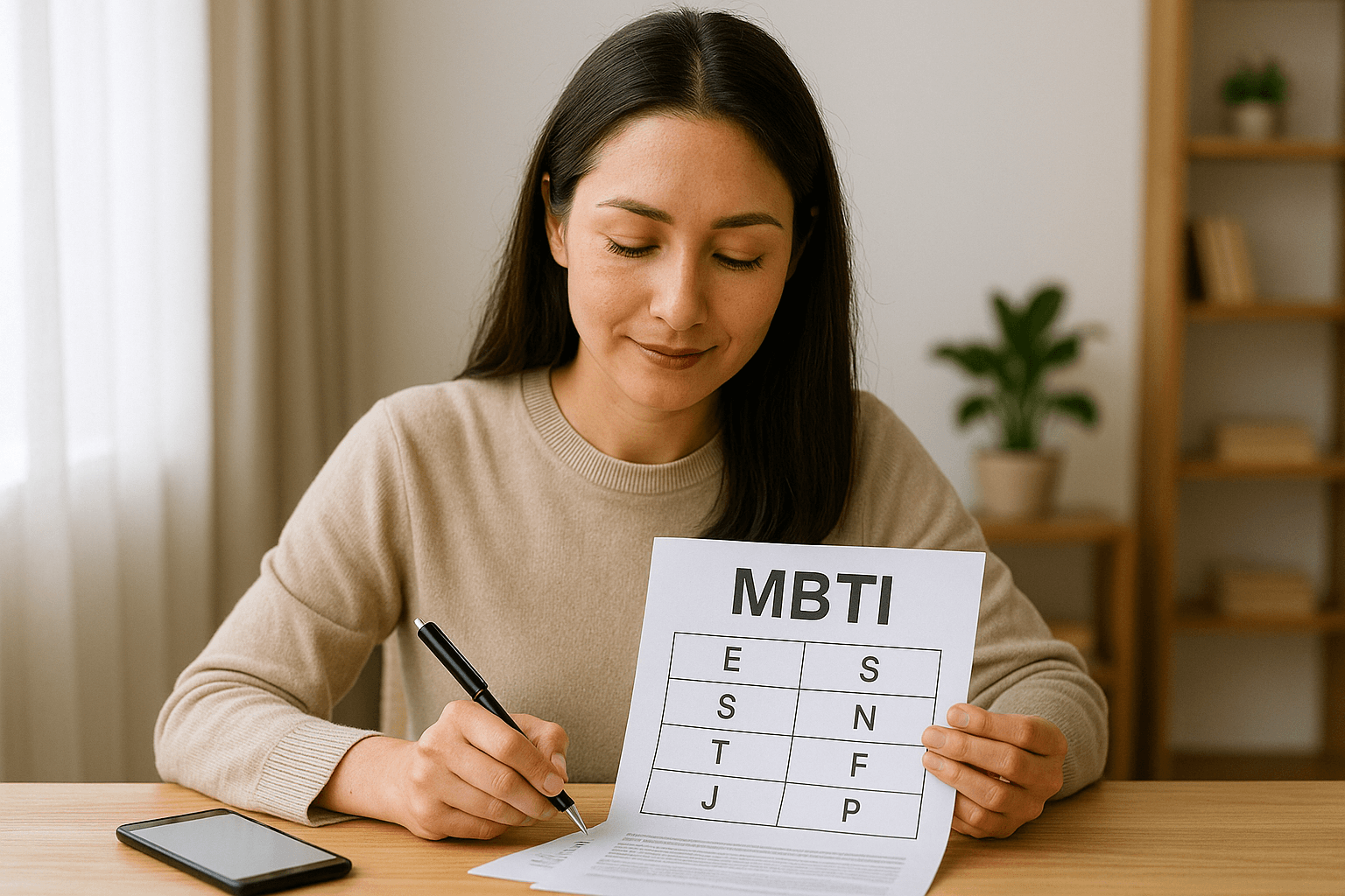 MBTI를 작성하고 있는 이미지