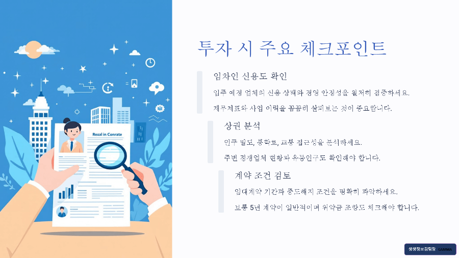 병원,학원 임대 확정 상가 성공 투자 전략 / 체크포인트