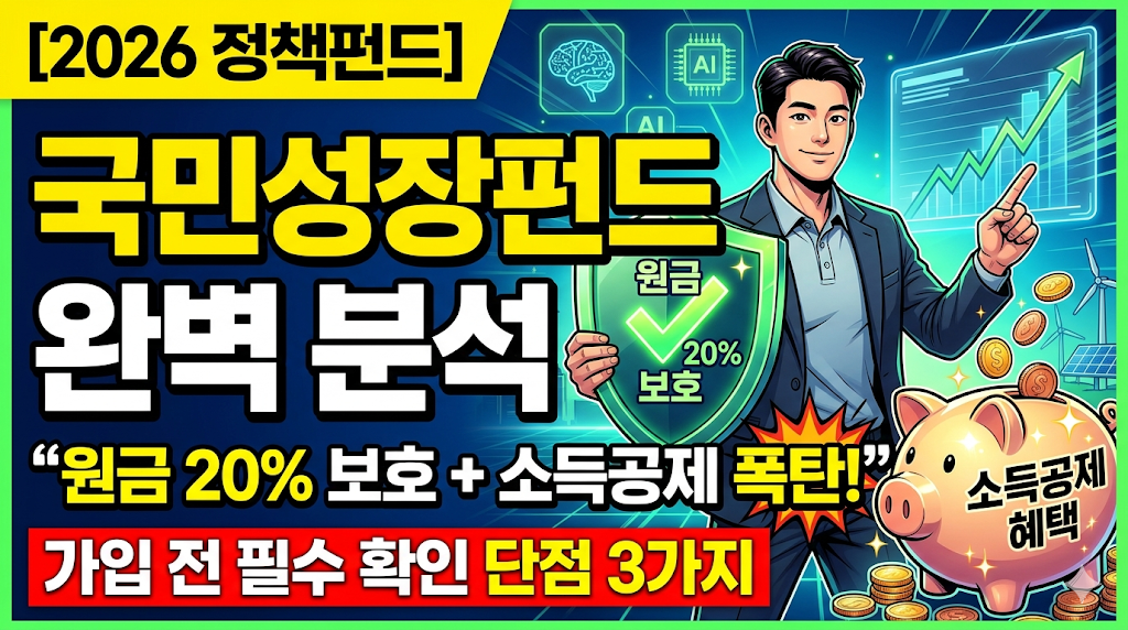 2026년 국민참여형 국민성장펀드 가입 조건 소득공제 혜택 및 원금보호 20퍼센트 단점 총정리