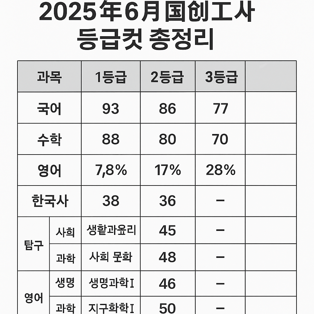 2025년 6월 모의고사 등급컷 총정리! 실시간으로 확인된 주요 과목별 분석