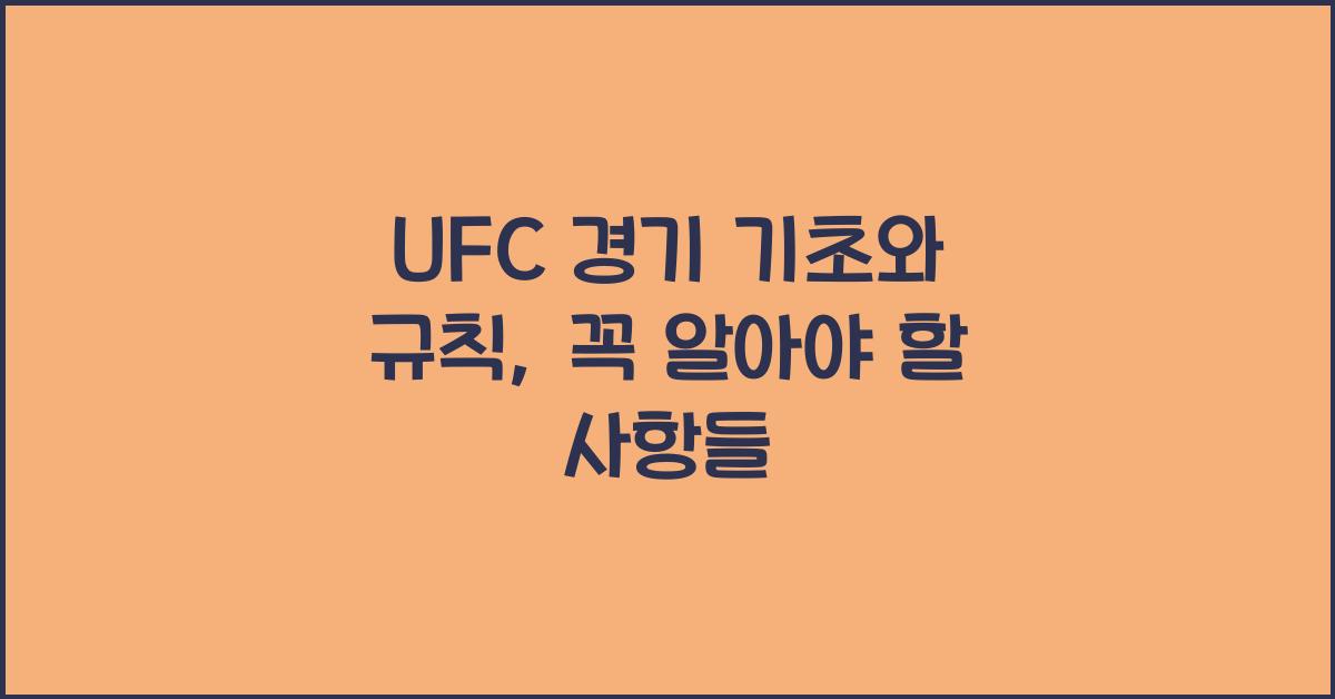 UFC 경기 기초와 규칙