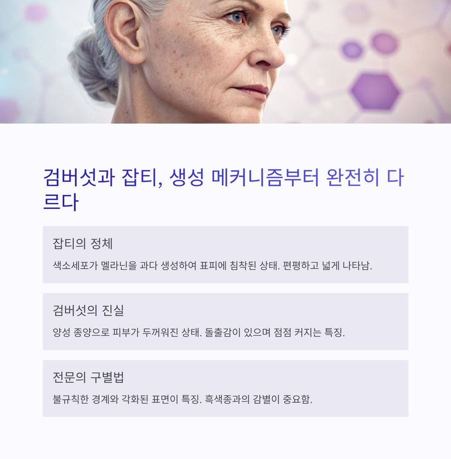 검버섯과 잡티 생성 메커니즘과 피부 질환 차이 설명