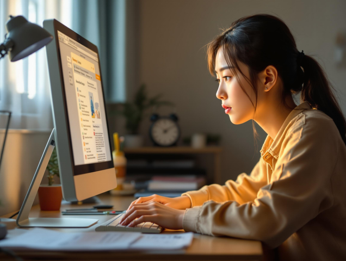 PC를 활용하여 학습하고 있는 모습