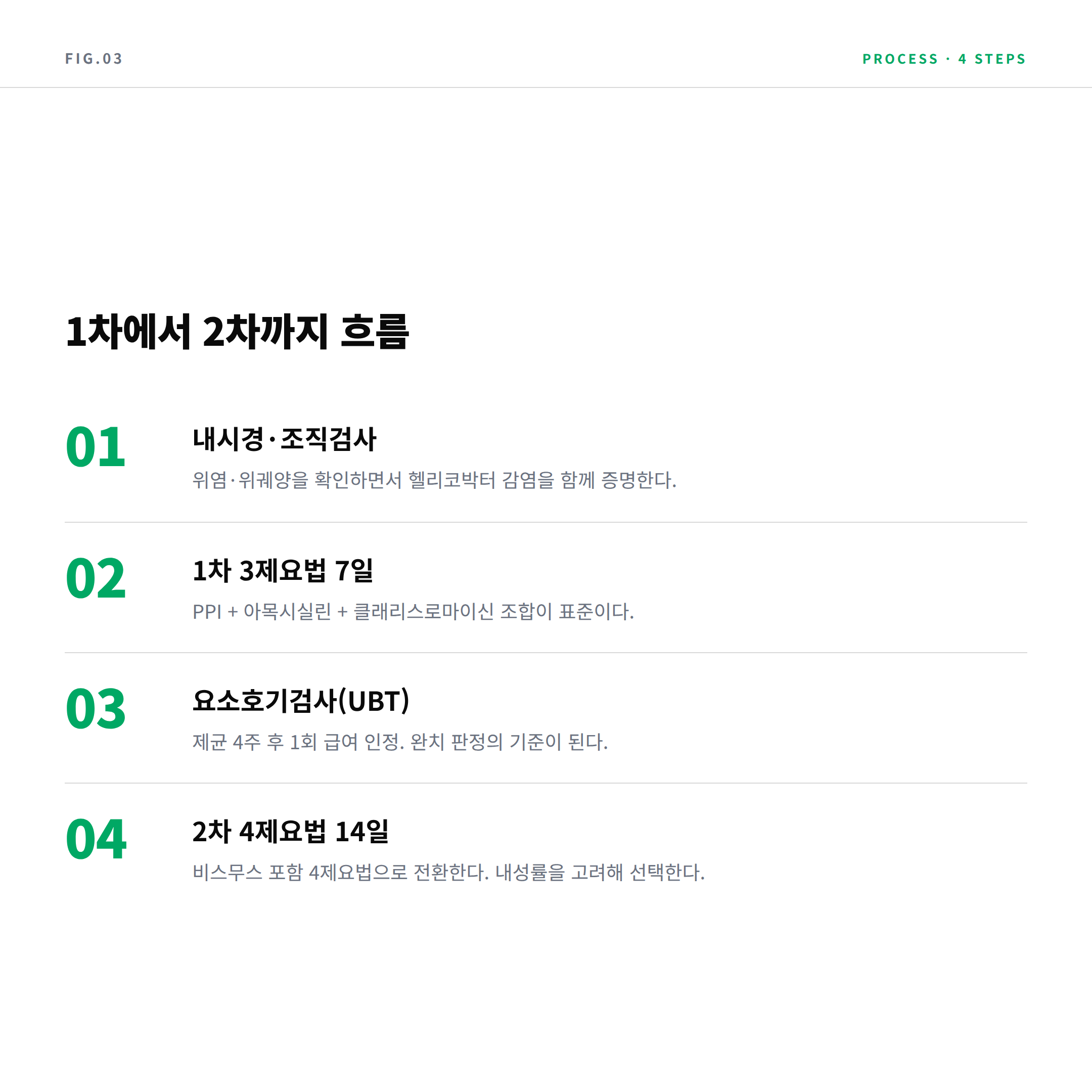 헬리코박터 제균 치료 내시경 1차 3제요법 요소호기검사 2차 4제요법 흐름