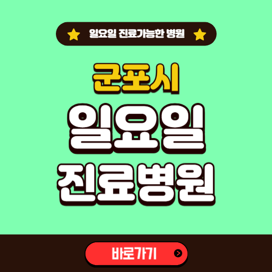 군포시 일요일 진료 가능한 병원 ❘ 주말 문여는 곳 총정리 (소아과, 내과, 안과, 치과, 피부과, 정형외과, 산부인과)