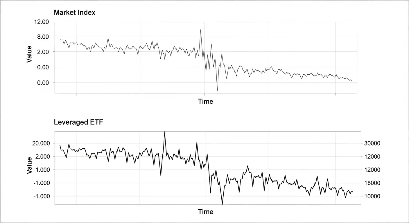 변동성으로 인해 장기적으로 가치가 하락하는 레버리지 ETF의 음의 복리 효과