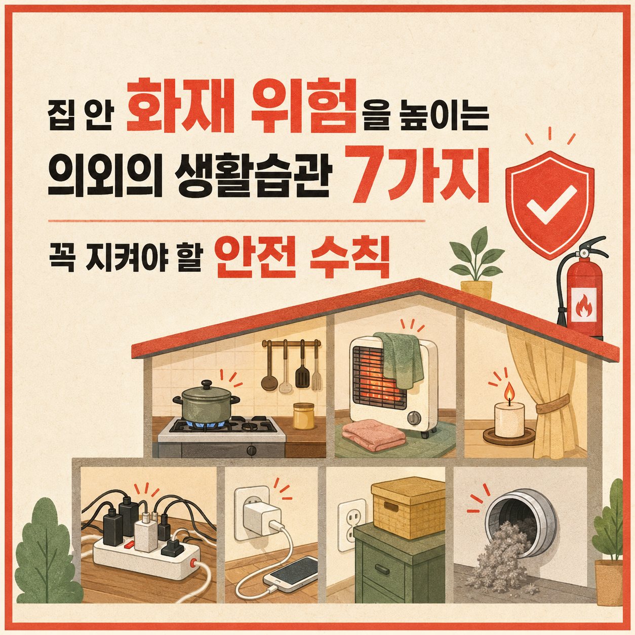 집 안에서 화재 위험을 높이는 의외의 생활습관 7가지와 안전 수칙