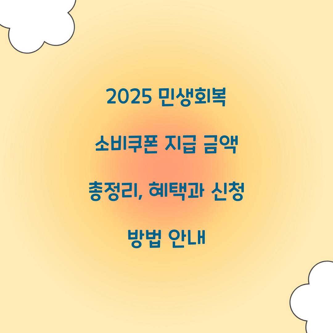2025 민생회복 소비쿠폰 지급 금액