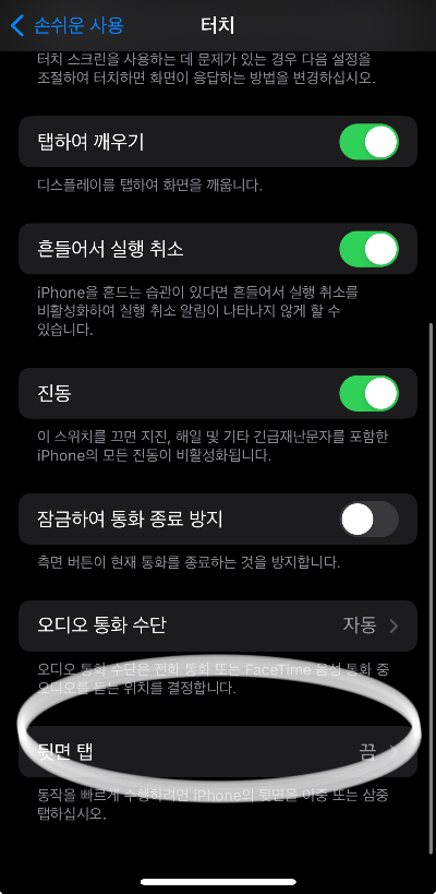 아이폰뒷면탭