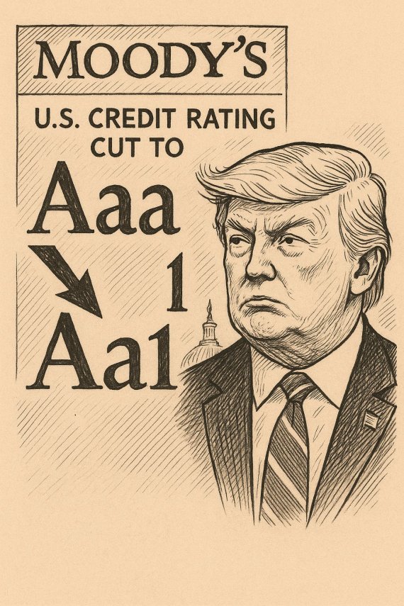 무디스가 세계 3대 신용평가사 가운데 마지막으로 미국의 국가 신용등급을 최고 등급인 'Aaa'에서 'Aa1'로 강등시켰다.