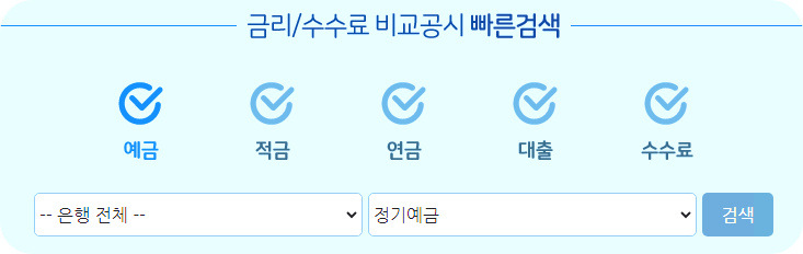 전국은행연합회 소비자포털 - 금리/수수료 궁금하면 바로 비교해보기