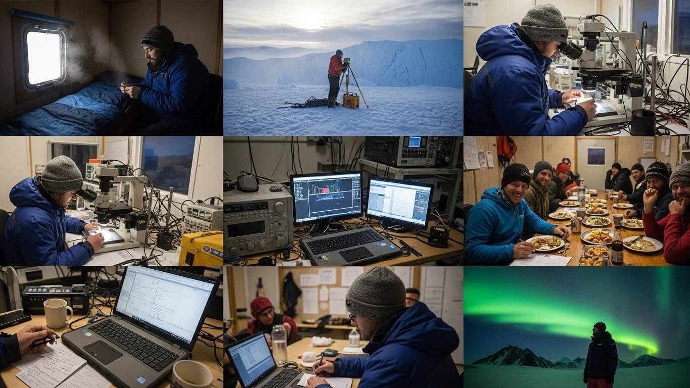 다큐멘터리에 나오는 남극 과학자의 하루 일과 관련 사진