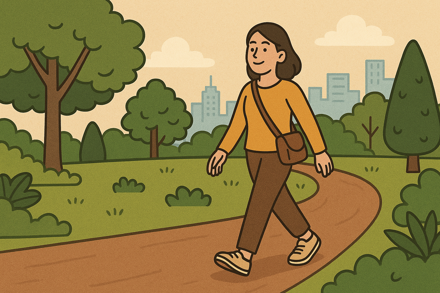 공원에서 산책하는 모습