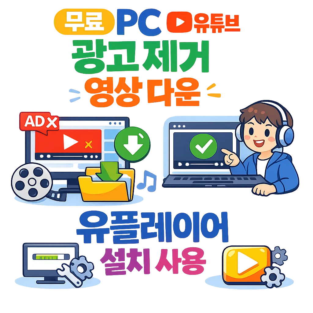 무료 PC 유튜브 광고 제거 영상 다운 유플레이어 설치 사용 방법