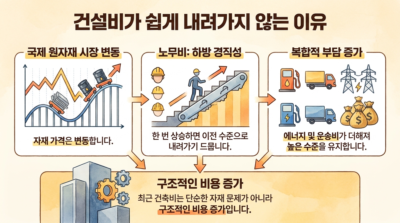 구조적 비용 증가로 건설비가 내려가기 어려움