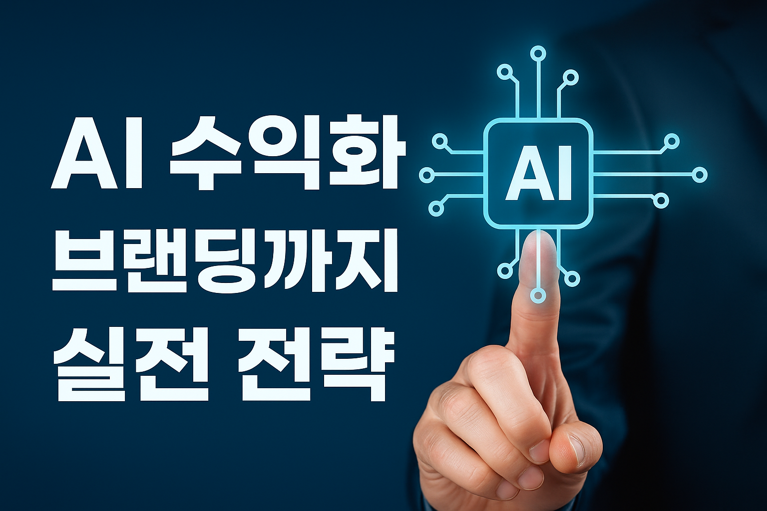노트북과 돈 아이콘이 함께 있는 AI 수익화 컨셉 이미지