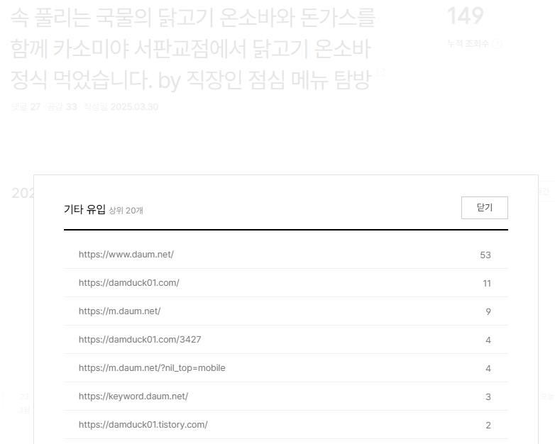 2025년 3월 31일 카소미야 포스트 기타 유입