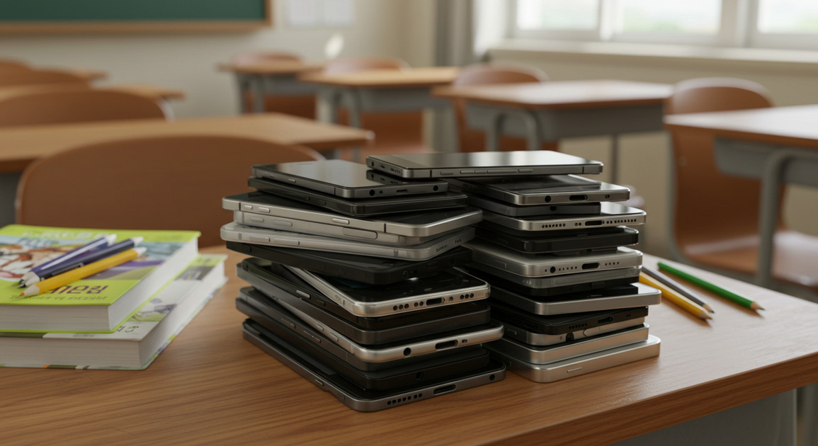 스마트폰 쌓여있는 이미지