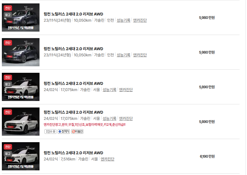 링컨 노틸러스 중고차 가격 시세표 연비