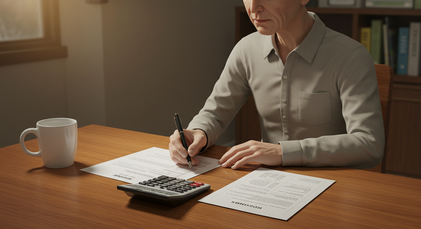 실업급여 제도를 확인 중인 중장년 이미지