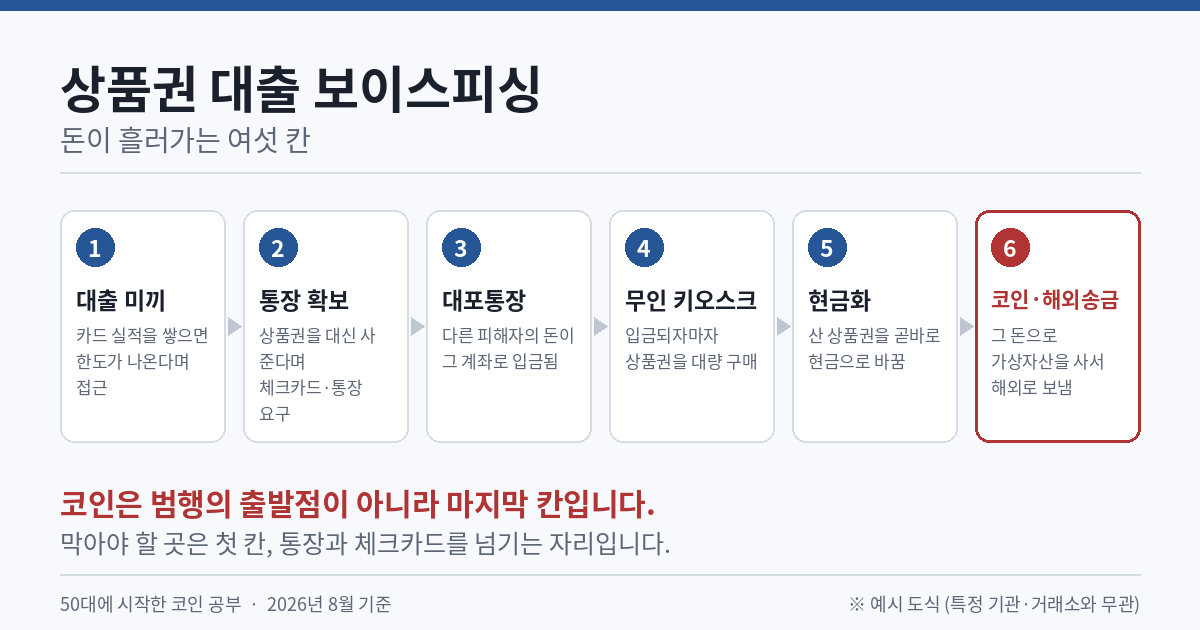 상품권 대출 보이스피싱 자금 흐름 여섯 단계