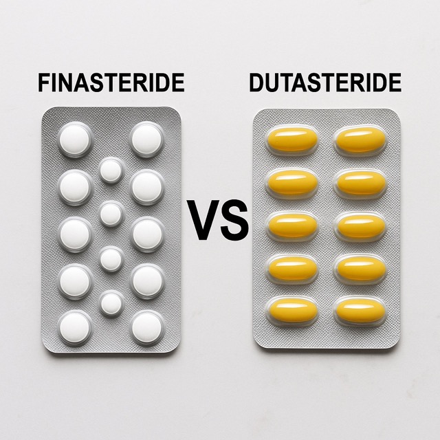 피나스테리드(좌)와 두타스테리드(우) &ndash; 동일한 용량으로 구성된 블리스터 팩 비교