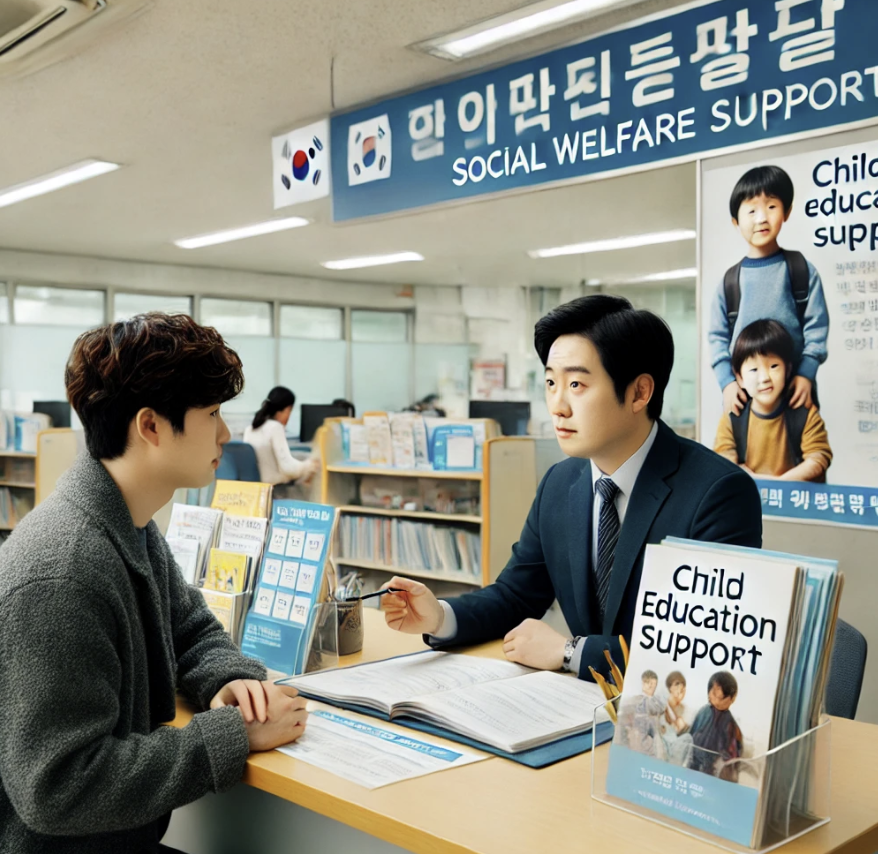 유아학비 지원 관련 상담을 받고 있는 장면