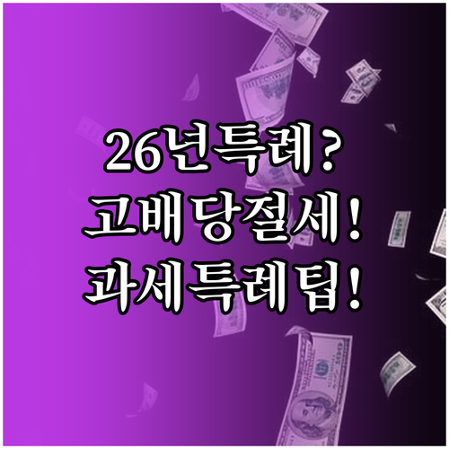 2026년 고배당주 배당소득 과세특례..