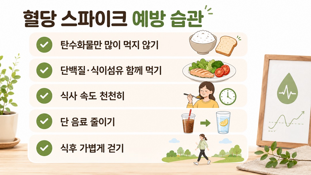 혈당 스파이크를 줄이는 식습관과 생활관리 방법
