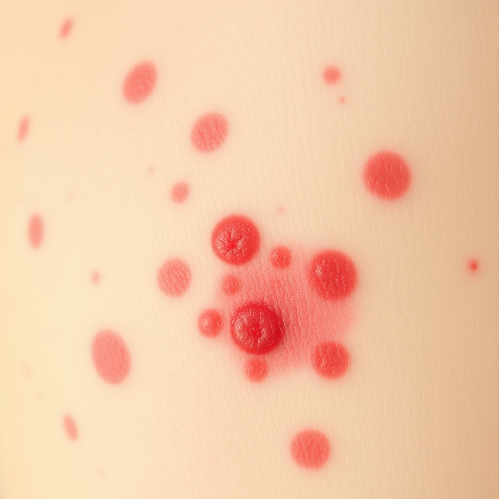 작스럽게 피부에 붉은 반점이 생기고 가렵움
