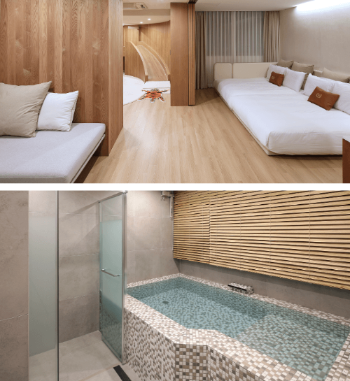 덕구온천 리조트 호텔 스위트 키즈룸 침실 온천탕