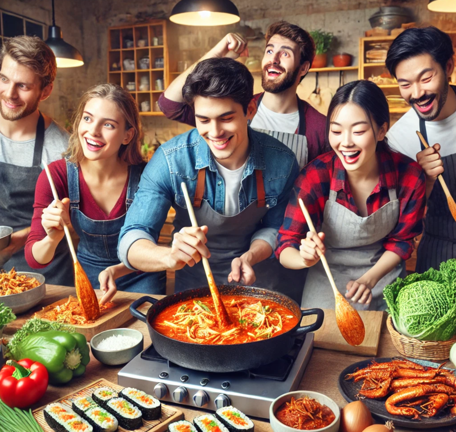 한식을 만드는 다국적 사람들