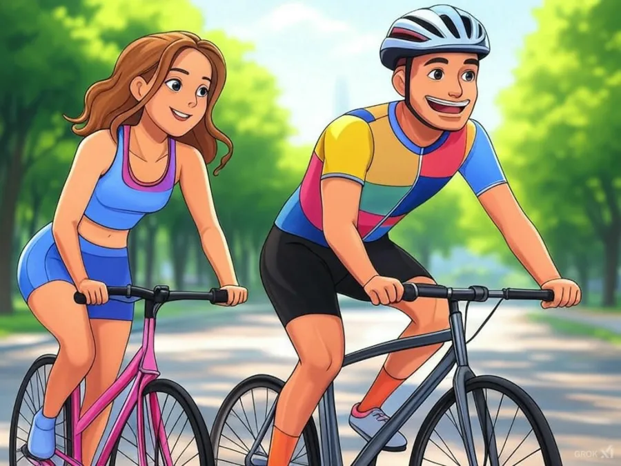 다정하게-남녀가-자전거를-타는-모습