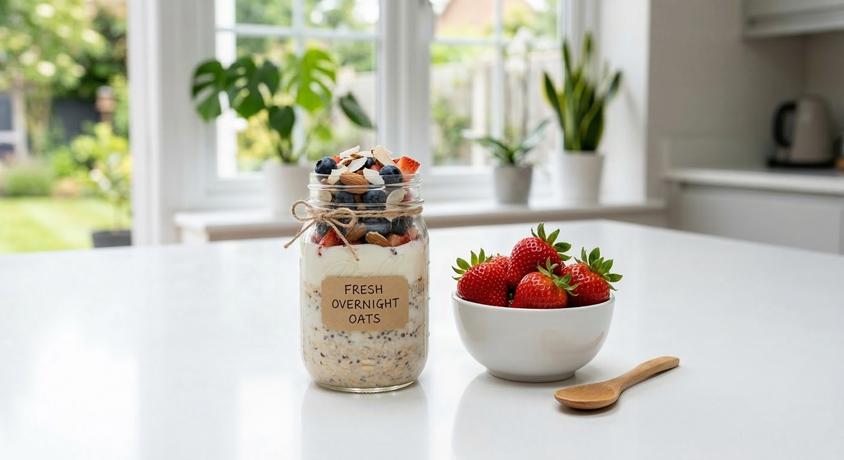 바쁜 아침을 위한 간편한 오버나이트 오트밀 밀프렙 사진