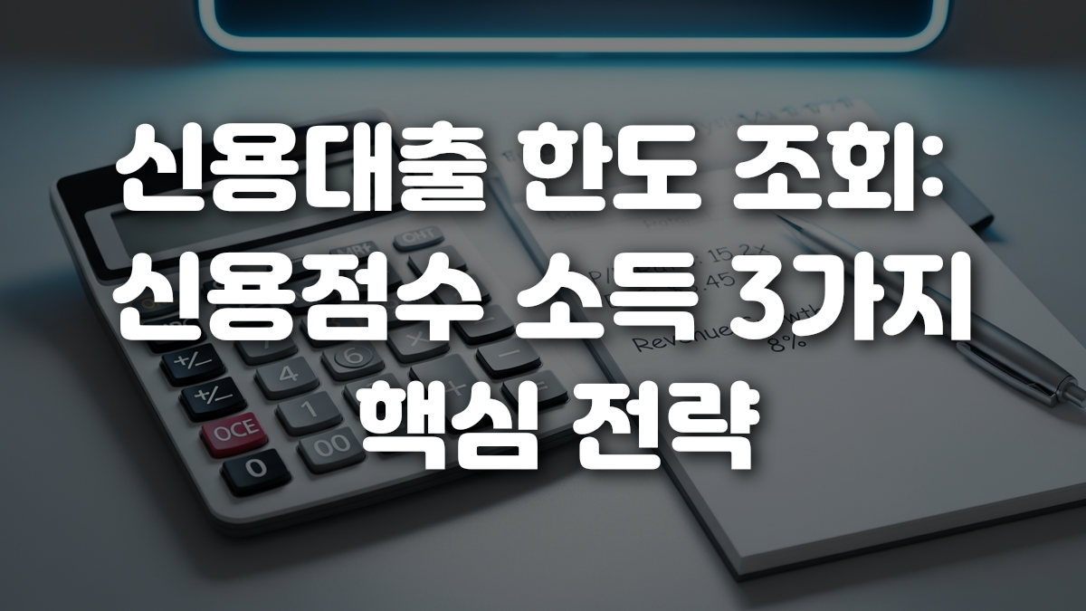 신용대출 한도 조회 신용점수 소득 3가지 핵심 전략