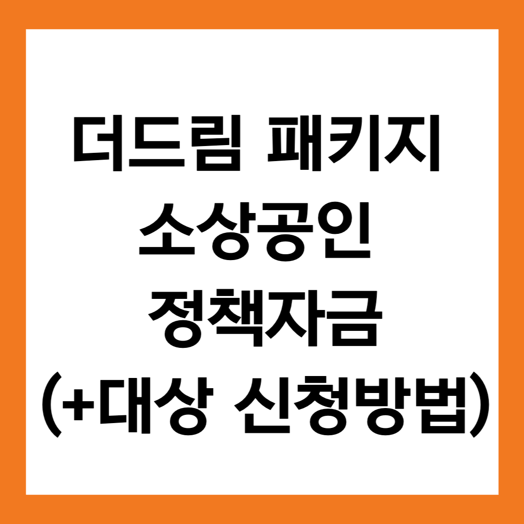 더드림 패키지 소상공인 정책자금 (+대상 신청방법)