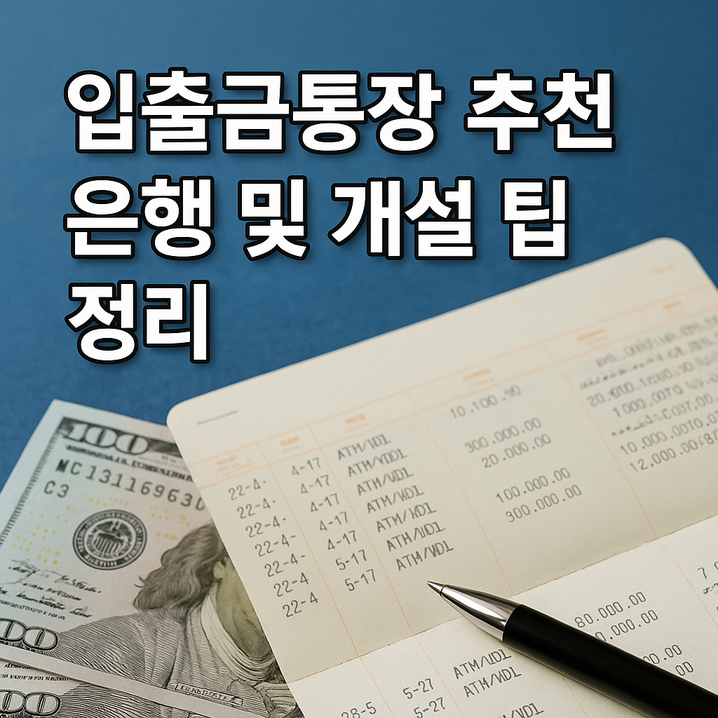 입출금통장 추천 은행 TOP5 및 개설 팁 정리